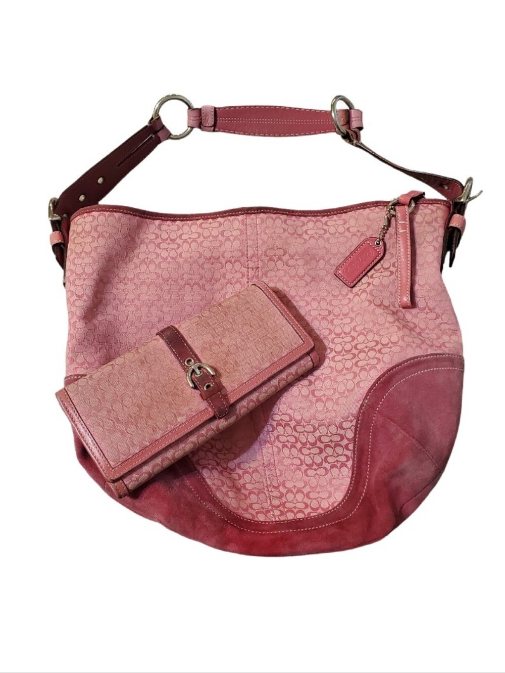 Coach Pink Signature Vintage Soho Hobo Bag And Wallet